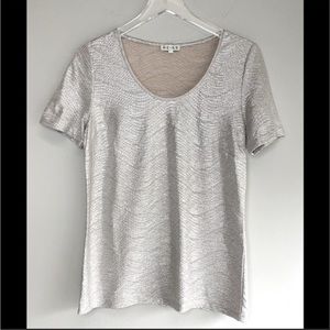 Reiss Silver Metallic Scoop Neck T-shirt Top Shirt Blouse Size S